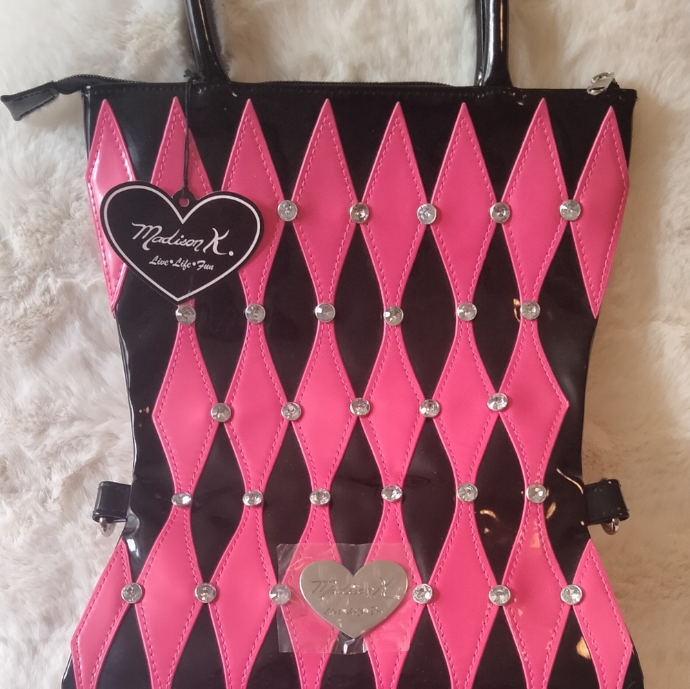 Madison K Bustier Handbag Live Life Fun Diamond Bedazzled